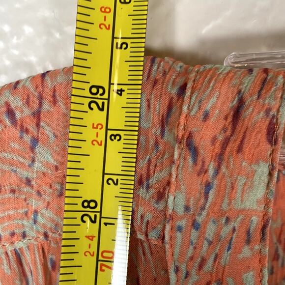 Lucky Brand Sz XL Sheer Long Sleeve V-Neck Tunic Ombre Pink to Blue Coverup Boho - Picture 10 of 10